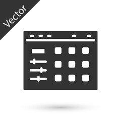 Naklejka premium Grey Drum machine icon isolated on white background. Musical equipment. Vector