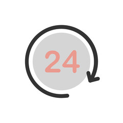 24 Hours time filled outline icon.