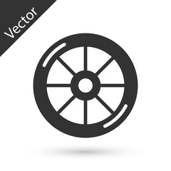 Obraz premium Grey Bicycle wheel icon isolated on white background. Bike race. Extreme sport. Sport equipment. Vector
