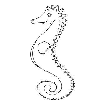 line art silhouette of seahorse black color isolated on white background vector illustration close up one in the picture