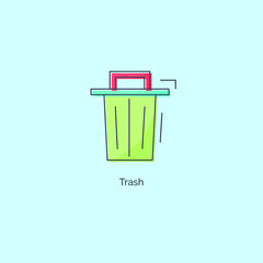 Simple line colorful trash icon