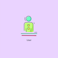 Simple line colorful trash icon