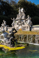 Fototapeta na wymiar Baroque fountain with statues of Cerere at the Reggia of Caserta Italy