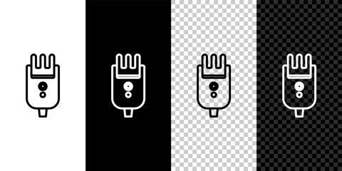 Set line Electrical hair clipper or shaver icon isolated on black and white background. Barbershop symbol. Vector Illustration