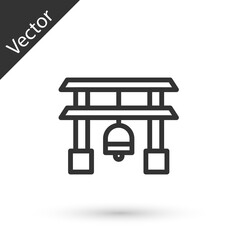 Grey line Japan Gate icon isolated on white background. Torii gate sign. Japanese traditional classic gate symbol. Vector Illustration