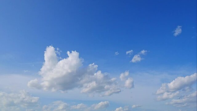 4K Time lapse white cloud moving on blue sky
