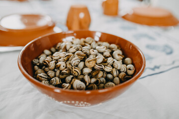 Plate of cooked snails