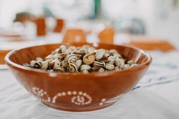 Plate of cooked snails
