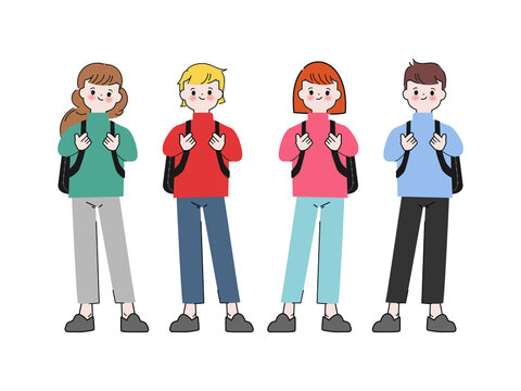 Hand drawn cute scholarship, young student character. Vector illustrations in doodle style.