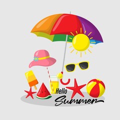 vector illustration for summer time, hello summer banner
