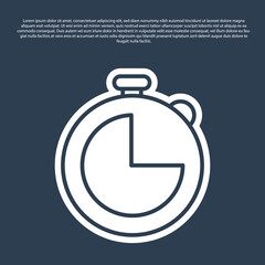 Blue line Kitchen timer icon isolated on blue background. Cooking utensil. Vector Illustration