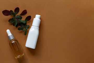 Lotion bottle on yellow background