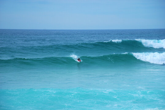 Bodyboard surfer in a wave