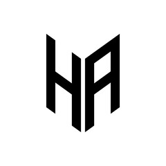 initial letters monogram logo black HA