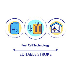 Fuel cell technology concept icon. Innovational energy source. Battery for storing electricity abstract idea thin line illustration. Vector isolated outline color drawing. Editable stroke