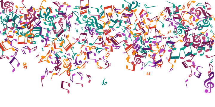 Music notes flying vector design. Song notation