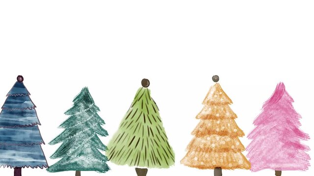 Beautiful watercolor hand painted pine christmas tree