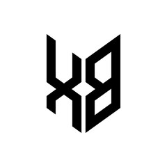 initial letters monogram logo black XB