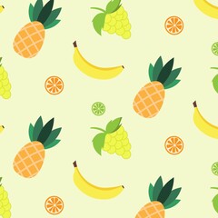  Green color pattern. Summer pattern. Fruits illustration 