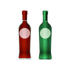 Kinds of Bottles with Liquid on White Background. Modern Vector Illustration. Social Media Ads.