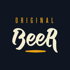Original Beer. Modern Vector Illustration. Lettering Composition with Decorative Elements on Dark Background. Social Media Ads. 