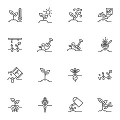 Farm, agriculture line icons set