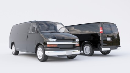 Black van isolated on white Background