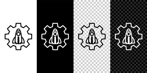 Set line Business startup project concept icon isolated on black and white background. Symbol of new business, entrepreneurship, innovation and technology. Vector