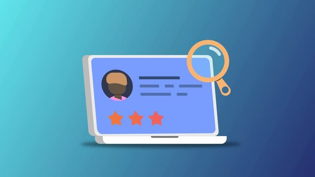 Online customer review, Customer sharing online rating, Customer feedback, Online reputation - conceptual 2D animation video clip