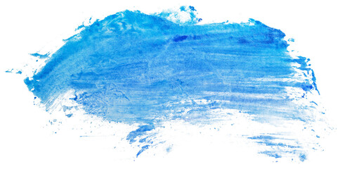 Watercolor stain blue on white background isolated element