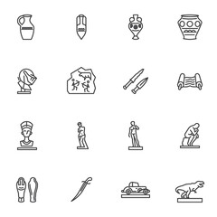 Museum gallery line icons set