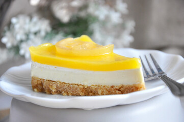Close up Layer of Lemon Cheese Tart