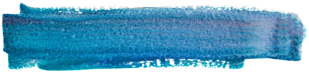 Watercolor brush stroke blue on white background