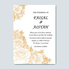 Wedding invitation monoline with rose monoline