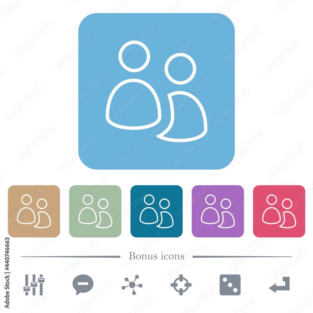 Poster user group flat icons on color rounded square backgrounds