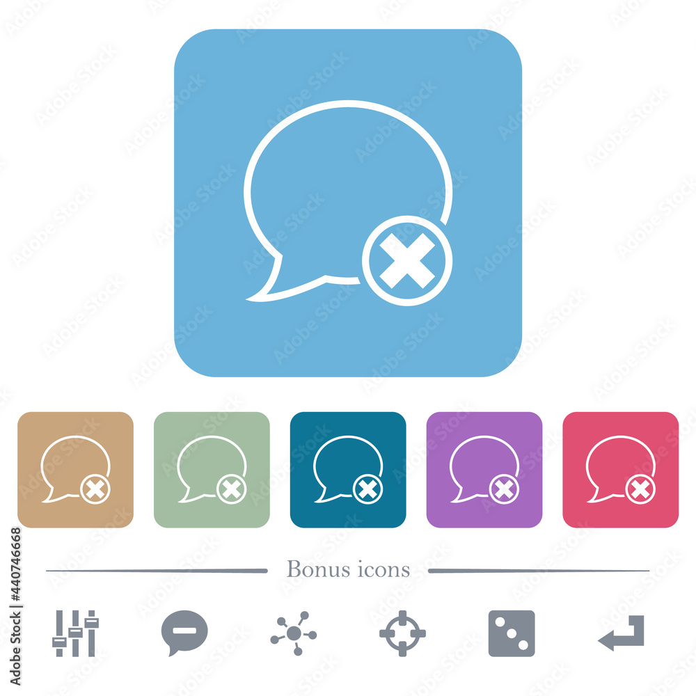 Poster cancel message outline flat icons on color rounded square backgrounds