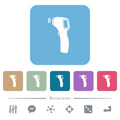 Contactless thermometer flat icons on color rounded square backgrounds