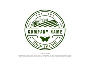 Vintage Retro Farm Garden Agriculture Badge Emblem Label Logo Design Vector