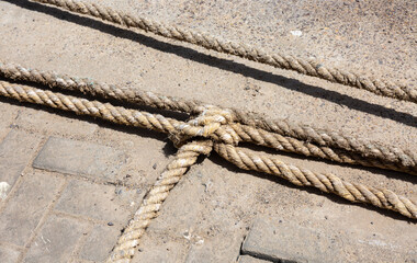 Fototapeta premium Ropes for mooring equipment for ships
