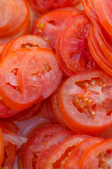 juicy tomatoes sliced into slices