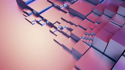 Abstract metallic pink background with cubes.