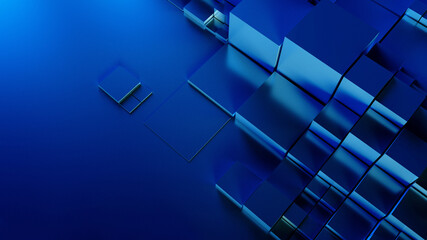 Abstract metallic dark blue background with cubes.