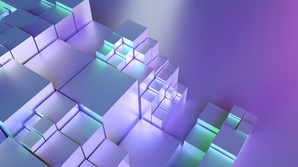 Abstract metallic purple background with cubes