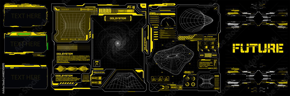 Leinwandbilder abstract digital technology ui, ux futuristic hud, fui, virtual interface. callouts titles and frame
