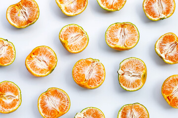 Fresh tangerine orange on white background.