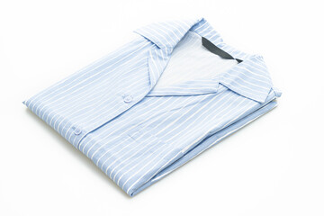 blue shirt with white strip on white background