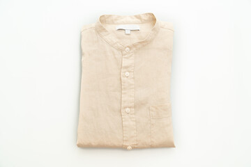 beige shirt fold on white background