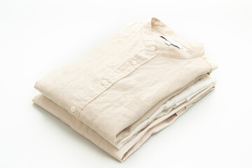 beige shirt fold on white background