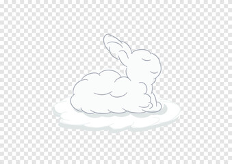 rabbit cloud vector isolated on transparency background ep16