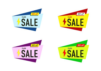 the element design of colorful sale banner geometric shape vector isolated on white background ep01